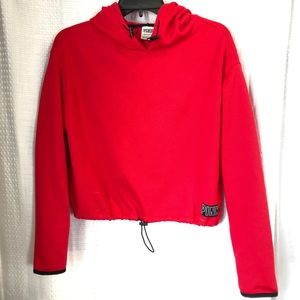 PINK Victoria’s Secret red cropped hoodie size XS